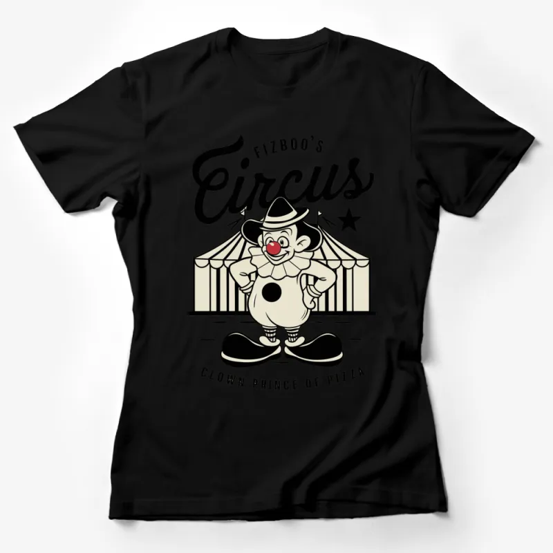 Vintage Circus Clown Pizza T-Shirt, Retro Clown Graphic Tee, Unique Circus Lover Gift Idea Female T-Shirt