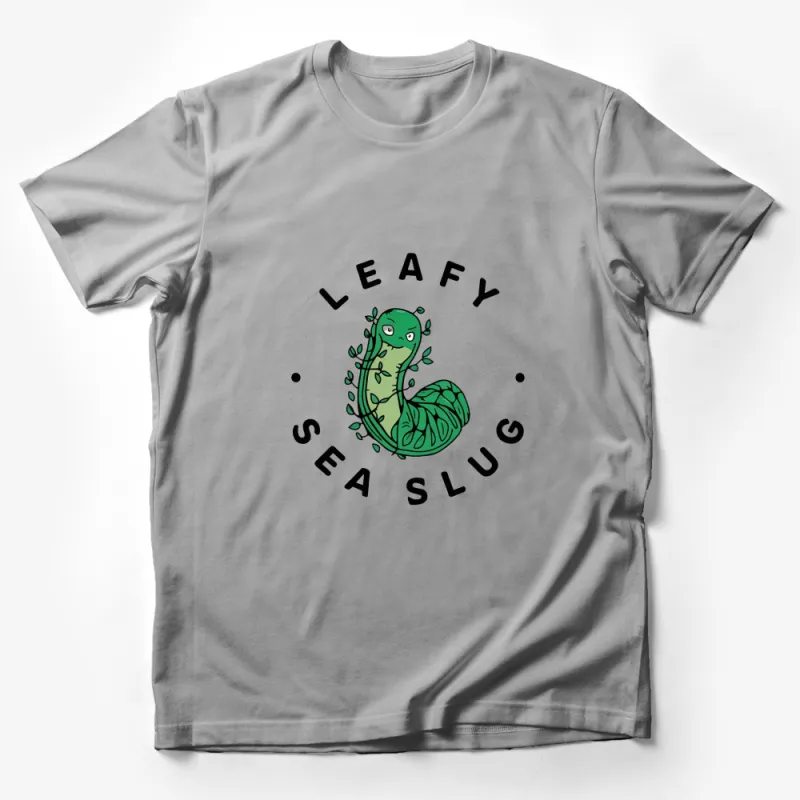 Cute Leafy Sea Slug Graphic T-Shirt, Green Slug Cartoon Tee, Fun Animal Lover Gift, Casual Wear Male T-Shirt