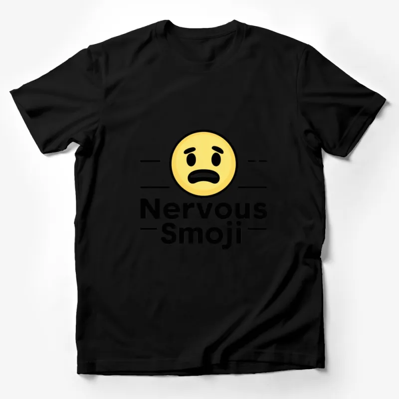 Nervous Smoji Face T-Shirt, Unisex Emoji Tee, Yellow Emoticon Graphic Shirt for Adults and Teens Male T-Shirt