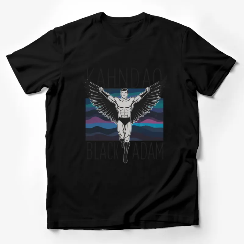 Black Adam Superhero T-Shirt, Wings and Logo Design, Comic Book Movie Inspired Apparel Male T-Shirt