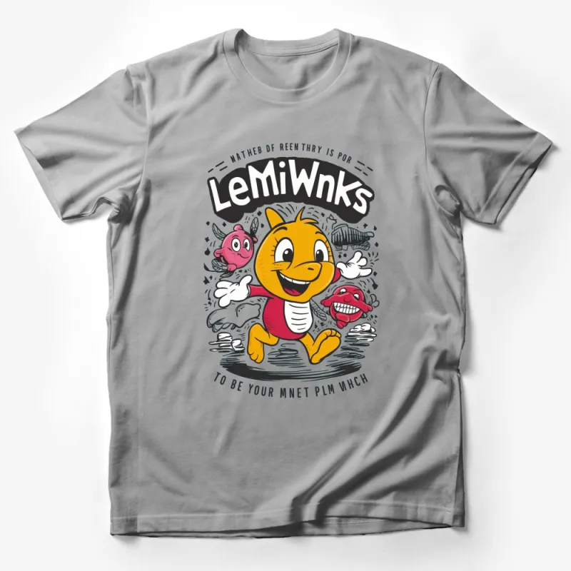 Lemiwinks Cartoon Character T-Shirt, Colorful Fun Graphic Tee for All Ages Male T-Shirt