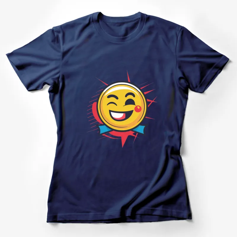 Winking Face Emoji T-Shirt, Fun Yellow Smiley Tee, Unisex Graphic Shirt, Casual Wear Female T-Shirt