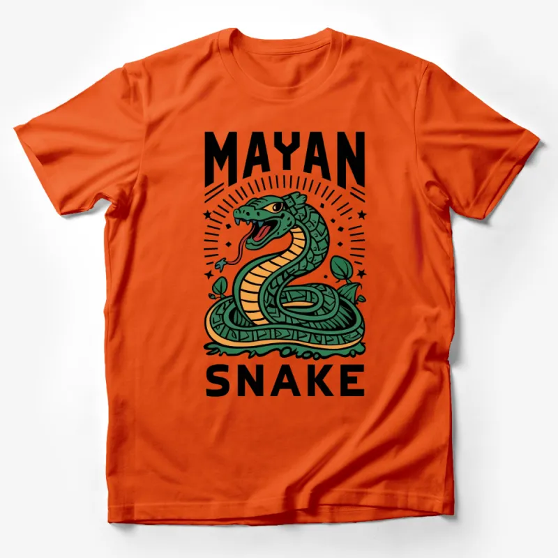 Mayan Snake T-Shirt, Unique Tribal Design, Unisex Graphic Tee, Green Snake Art Male T-Shirt