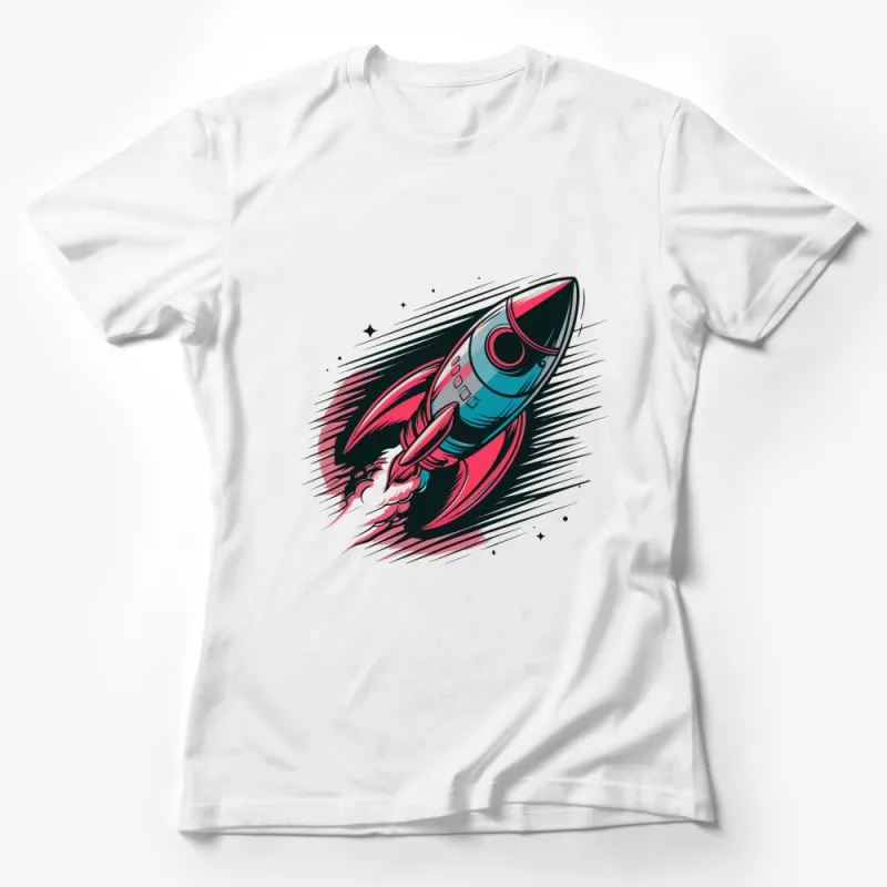 Vintage Rocket Ship Graphic T-Shirt, Retro Space Design Tee, Men's and Women's Casual Wear Female T-Shirt