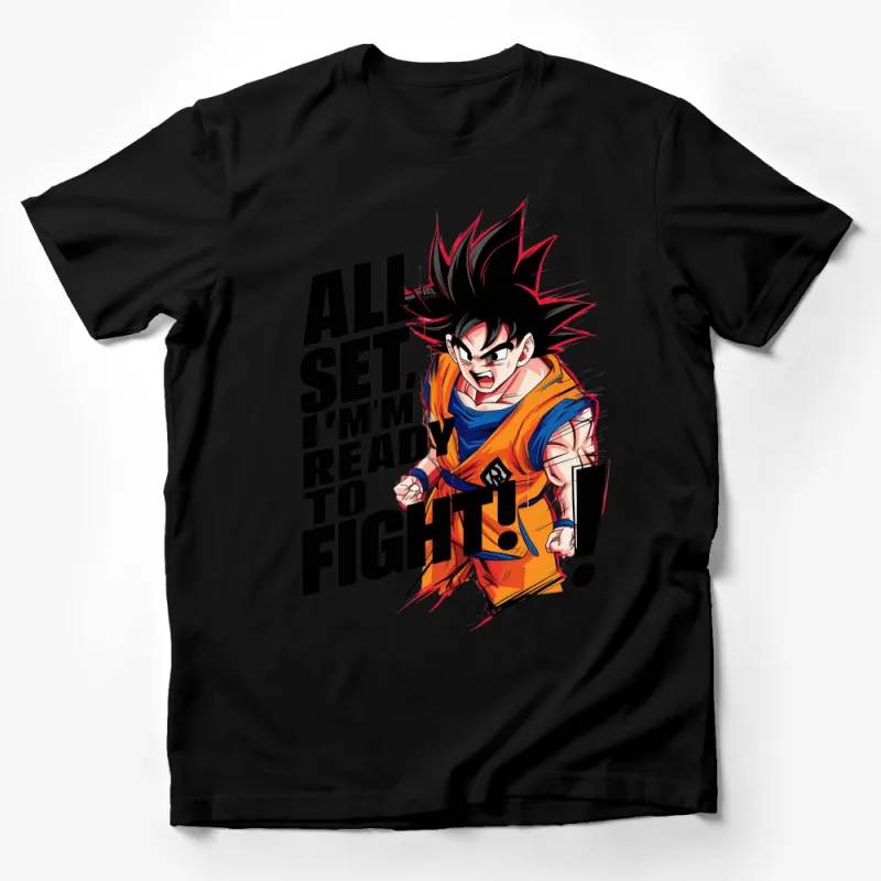 Anime Fighter T-Shirt All Set, I'm Ready to Fight! Graphic Tee, Bold Manga Style, Gift for Anime Lovers Male T-Shirt