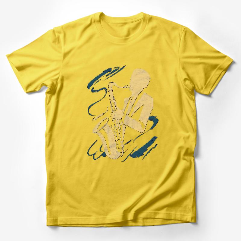 Jazz Saxophone Player T-Shirt, Musician Graphic Tee, Unisex Cotton Shirt, Jazz Lover Gift, Casual Music Tee, Sax Player Illustration Male T-Shirt