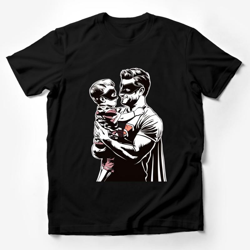 Superhero Dad and Child T-Shirt, Father's Day Gift, Comic Inspired Family Tee, Unique Graphic Shirt, Unisex Adult Clothing Male T-Shirt