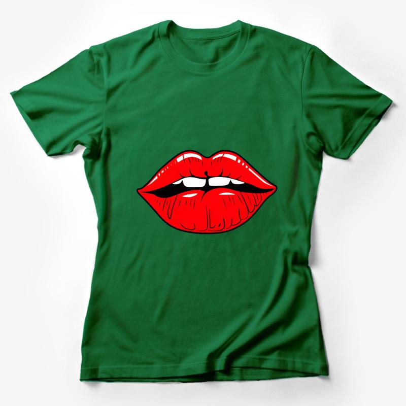 Bold Red Lips T-Shirt, Graphic Tee for Women, Fashion Statement Casual Top, Trendy Lip Print Shirt, Gift for Her, Stylish Urban Wear Female T-Shirt