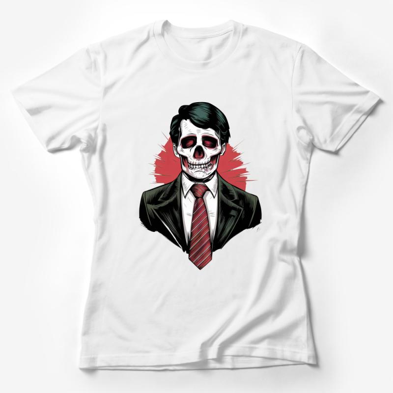 Men's Skull Face Graphic Tee, Unique Creepy Suit T-Shirt, Halloween Party Shirt, Goth Casual Wear, Designer Artwork Shirt, Gift for Him Female T-Shirt