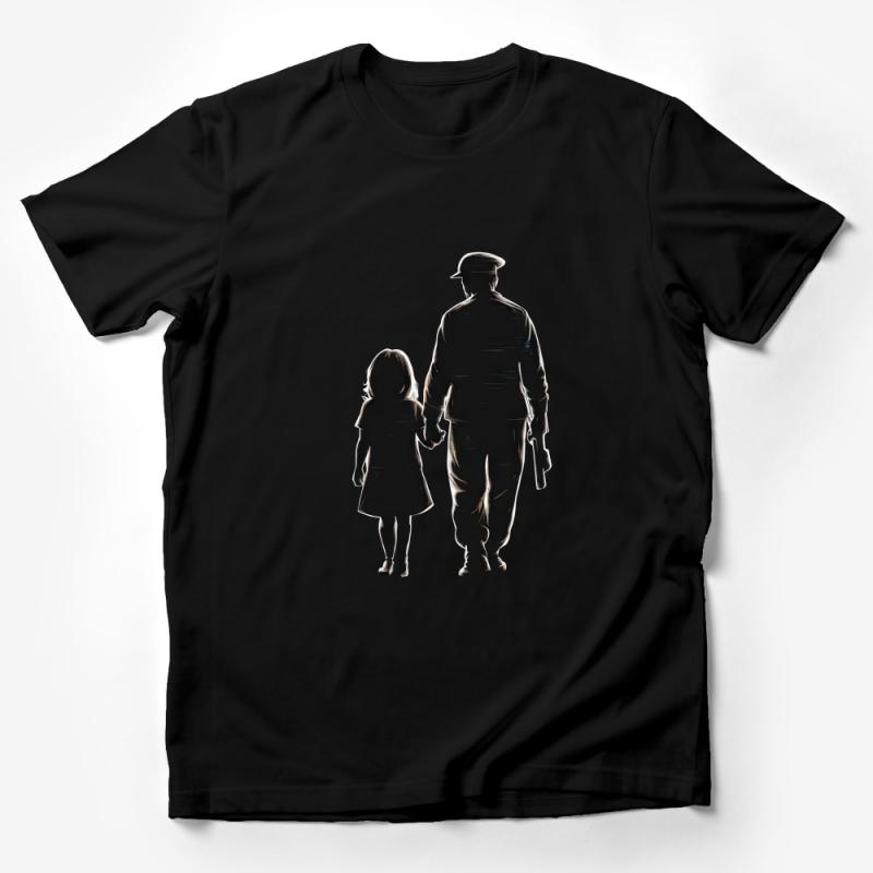 Father Daughter Silhouette Tee, Family Bonding Graphic Shirt, Daddy Little Girl Matching T-Shirts Male T-Shirt