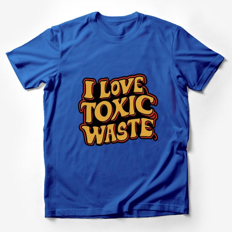 Retro I Love Toxic Waste Bold Text T-Shirt, Vintage Style Graphic Tee, Unique Statement Shirt for Environmentalists Male T-Shirt