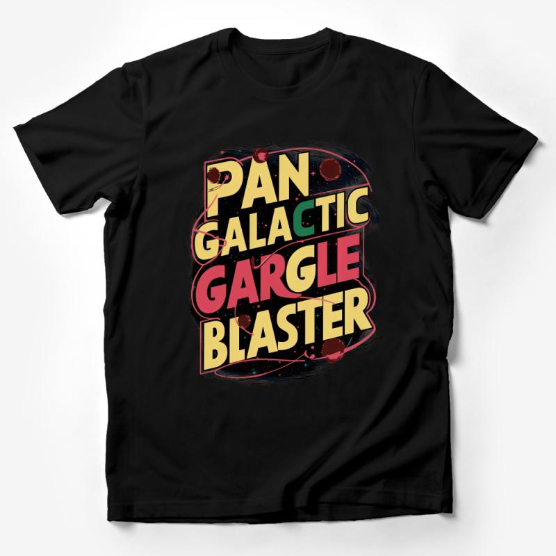 Retro Sci-Fi Inspired Pan Galactic Gargle Blaster T-Shirt Design, Vintage Style Graphic Tee, Unisex Male T-Shirt