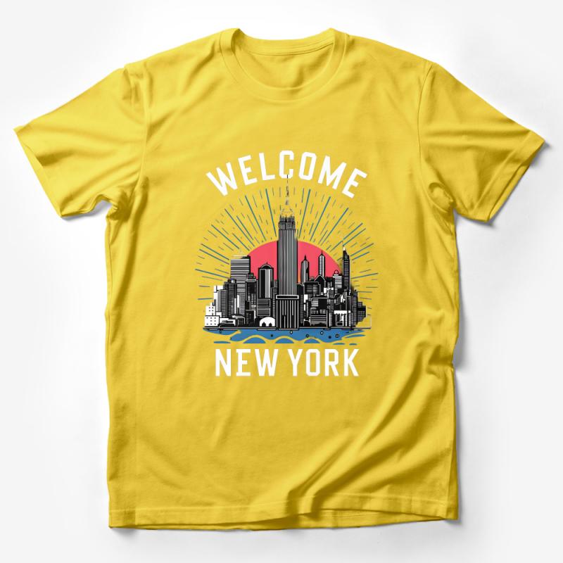 Welcome to New York City Skyline Graphic T-Shirt, Urban Modern Tee, Trendy Unisex Apparel Male T-Shirt