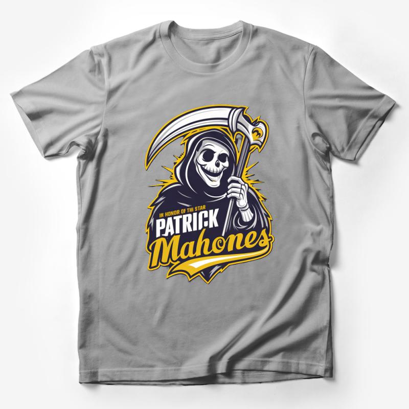 Grim Reaper Patrick Mahomes Tribute Graphic Tee, Unisex T-Shirt, Football Fan Apparel, Unique Gift for Sports Lovers Male T-Shirt