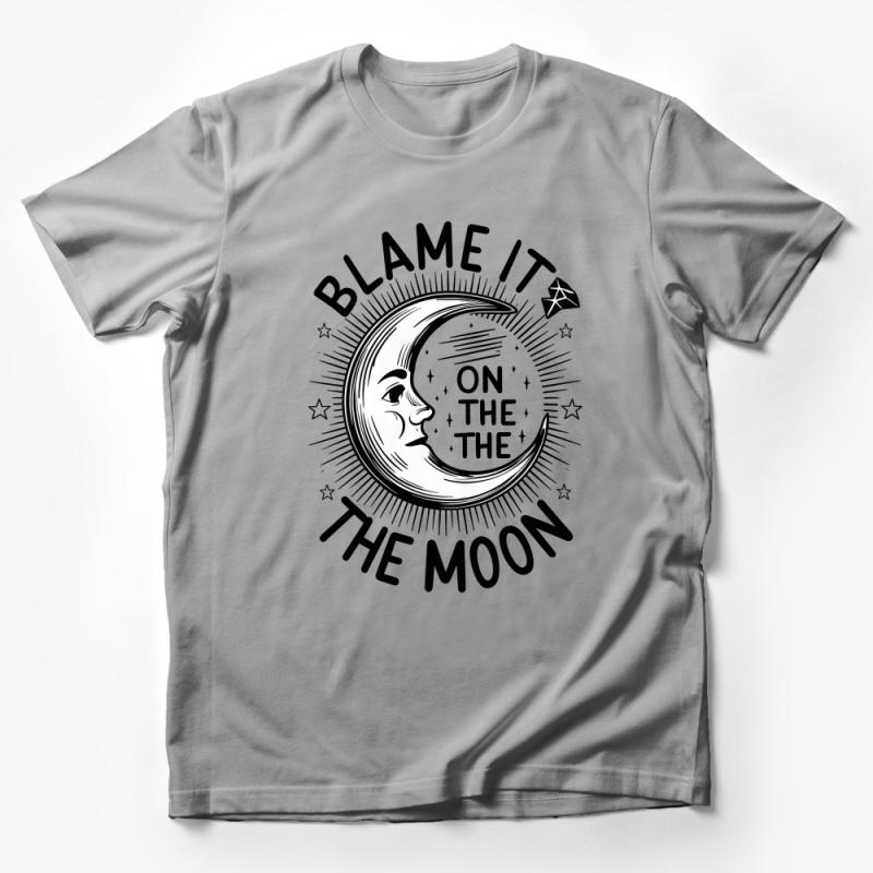 Blame It On The Moon T-Shirt, Aesthetic Moon Phase Tee, Celestial Graphic Shirt, Boho Style Casual Unisex Top Male T-Shirt