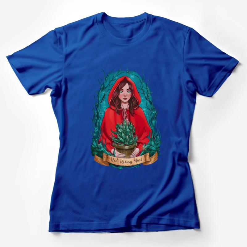 Red Riding Hood Inspired Graphic Tee, Women's Fairy Tale Illustration T-Shirt, Enchanted Forest Fashion Top Female T-Shirt