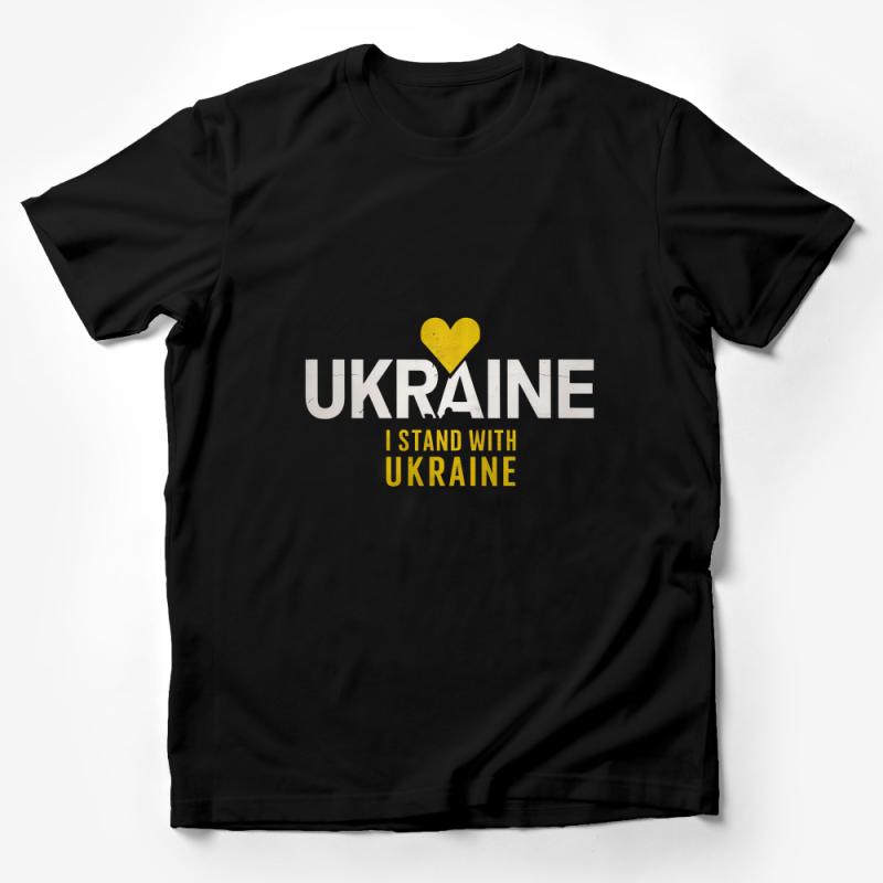 Ukraine Support T-Shirt, I Stand with Ukraine Yellow Heart Tee, Solidarity Apparel, Unisex Adult Clothing, Gift for Activists Male T-Shirt