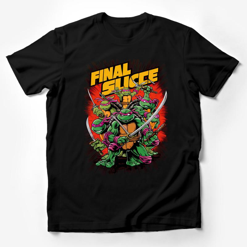 Teenage Mutant Ninja Turtles T-Shirt, Final Slice Graphic Tee, Retro Comic Book Style Shirt Male T-Shirt