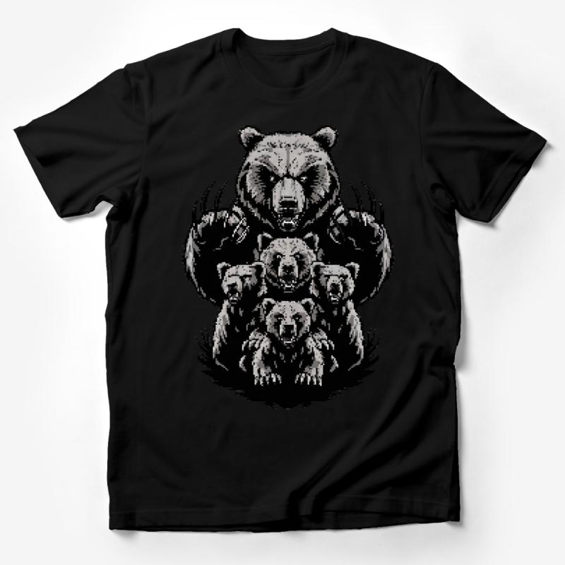 Bear Totem Art T-Shirt, Unisex Graphic Tee, Nature Inspired Wildlife Shirt, Outdoor Adventure Bear Print, Forest Animal Top, All Sizes Male T-Shirt