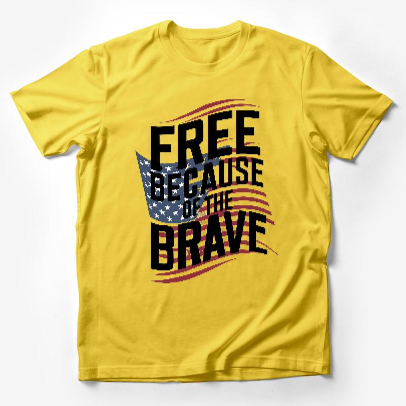 Patriotic T-Shirt American Flag Free Because of the Brave Military Support Tee Male T-Shirt