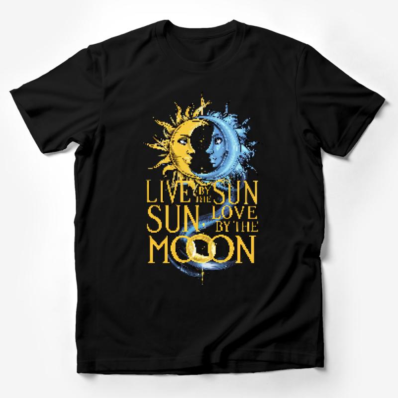 Sun and Moon Graphic Tee, Live by the Sun Love by the Moon T-Shirt, Unisex Celestial Shirt, Bohemian Apparel Male T-Shirt