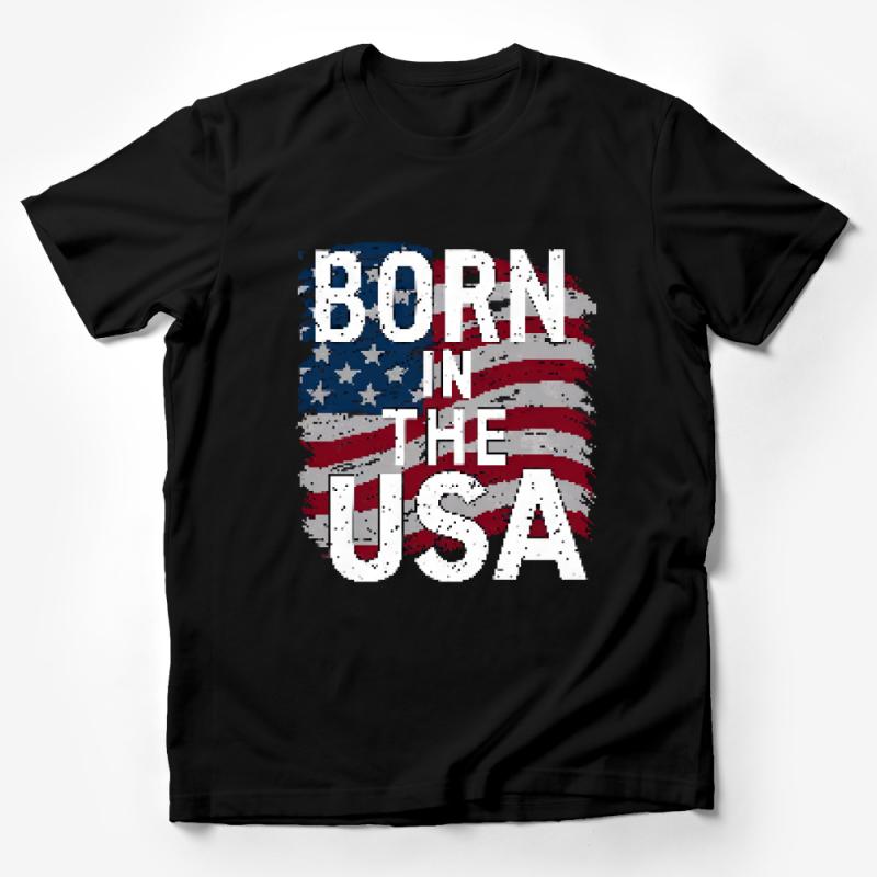 Patriotic T-Shirt Born in the USA American Flag Distressed Graphic Tee Unisex Clothing Male T-Shirt