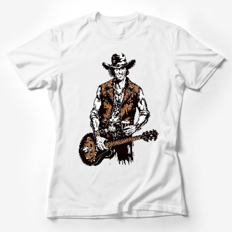 Vintage Cowboy Guitarist T-Shirt, Classic Western Music Tee, Retro Country Band Shirt, Unisex Graphic Tee for Music Lovers Female T-Shirt