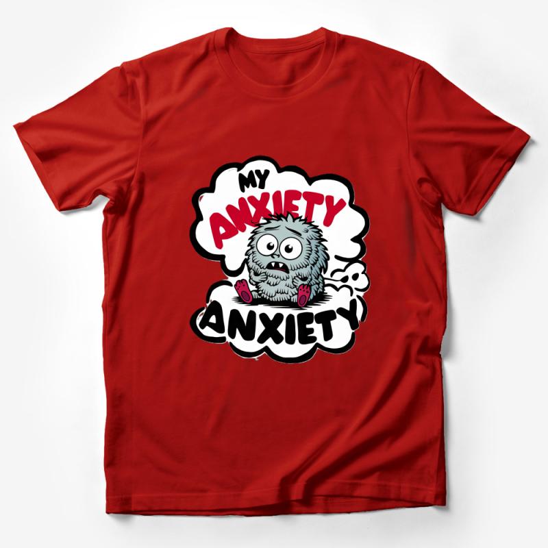 Unique Anxiety Monster T-Shirt, Cute Mental Health Awareness Tee, Unisex Cartoon Graphic Shirt Male T-Shirt