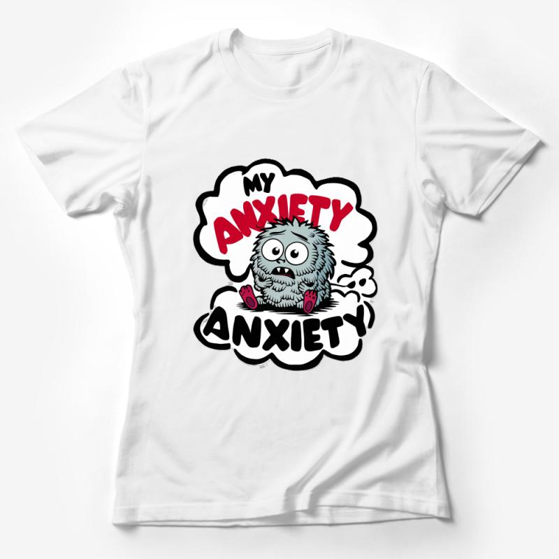 Unique Anxiety Monster T-Shirt, Cute Mental Health Awareness Tee, Unisex Cartoon Graphic Shirt Female T-Shirt