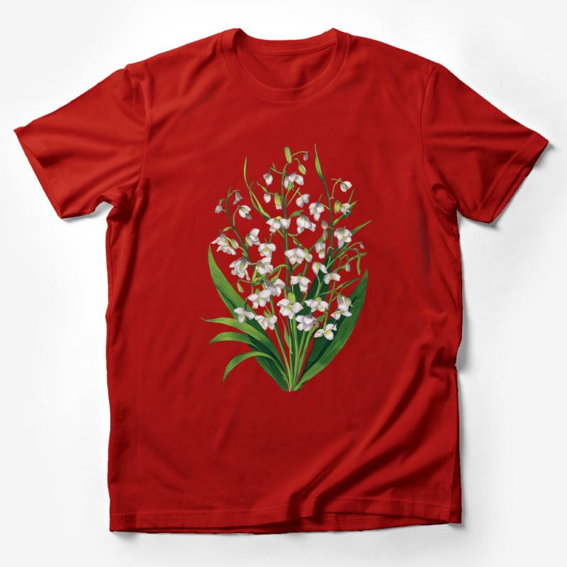 Botanical Lily of the Valley Flower T-Shirt, Floral Print Unisex Tee, Nature Inspired Casual Wear, Spring Blossom Soft Cotton Shirt Male T-Shirt