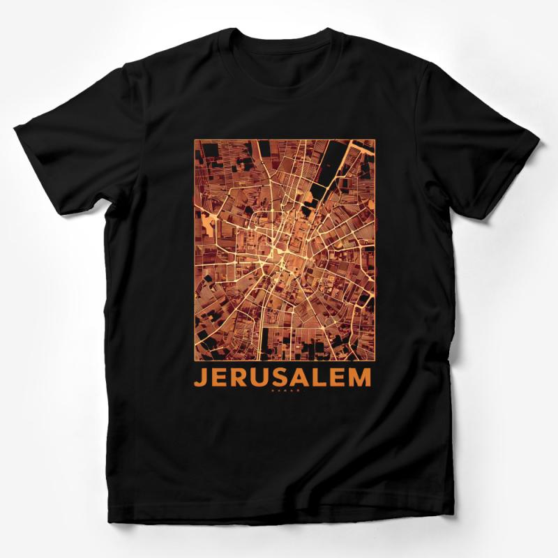 Vintage Jerusalem Map T-Shirt, Historic City Map Tee, Traveler Gift, Urban Explorer Top, Retro Cartography Design Shirt, Unisex Apparel Male T-Shirt