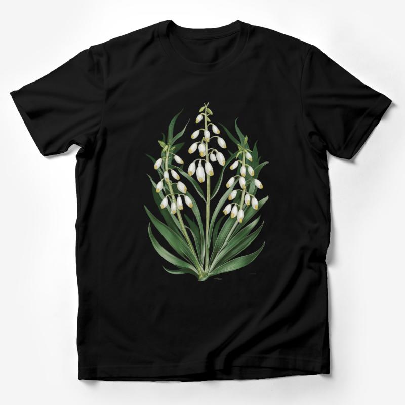 Botanical Illustration T-Shirt, Vintage Lily of the Valley, Naturalist Floral Tee, Unisex Garden Plant Shirt, Nature Lover Gift Idea Male T-Shirt