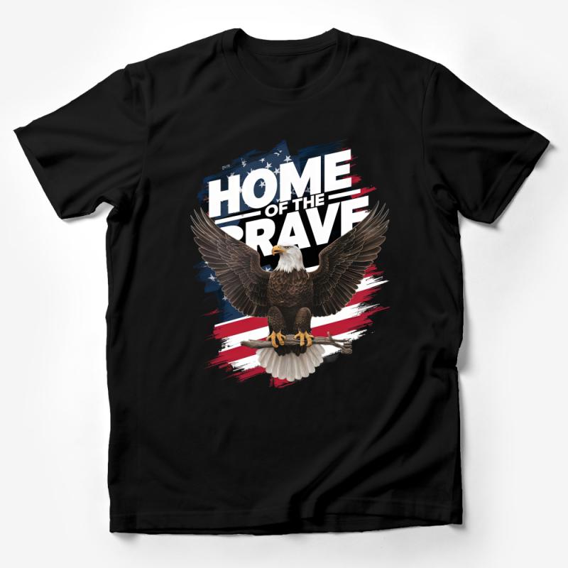 Patriotic Eagle T-Shirt, Home of the Brave Bird Tee, Unisex American Flag Graphic Tee, Independence Day Apparel Male T-Shirt