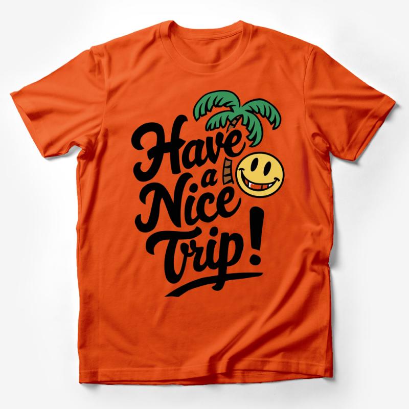 Have a Nice Trip T-Shirt, Travel Enthusiast Tee, Vacation Graphic Shirt, Palm and Sun Design Male T-Shirt