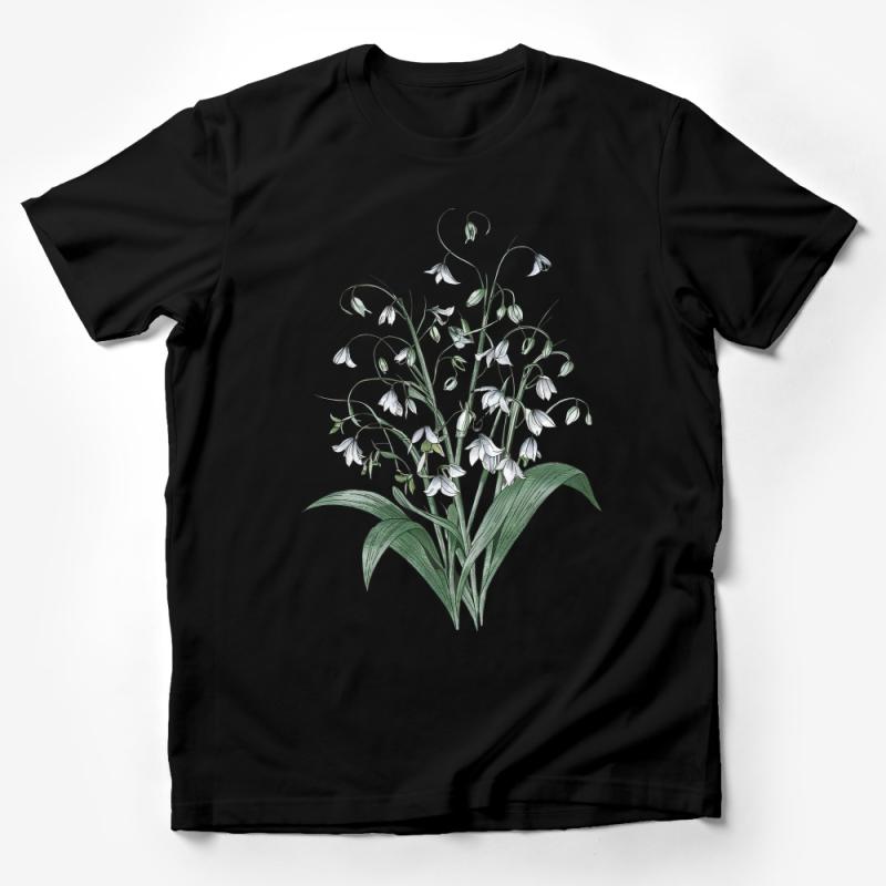 Botanical Art T-Shirt, Floral Sketch Tee, Nature Lover Gift, Lily of the Valley, Women's Fashion Top, Casual Wear, Illustration Shirt Male T-Shirt