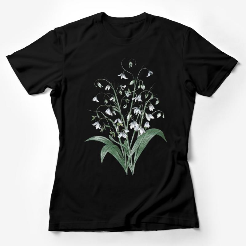 Botanical Art T-Shirt, Floral Sketch Tee, Nature Lover Gift, Lily of the Valley, Women's Fashion Top, Casual Wear, Illustration Shirt Female T-Shirt