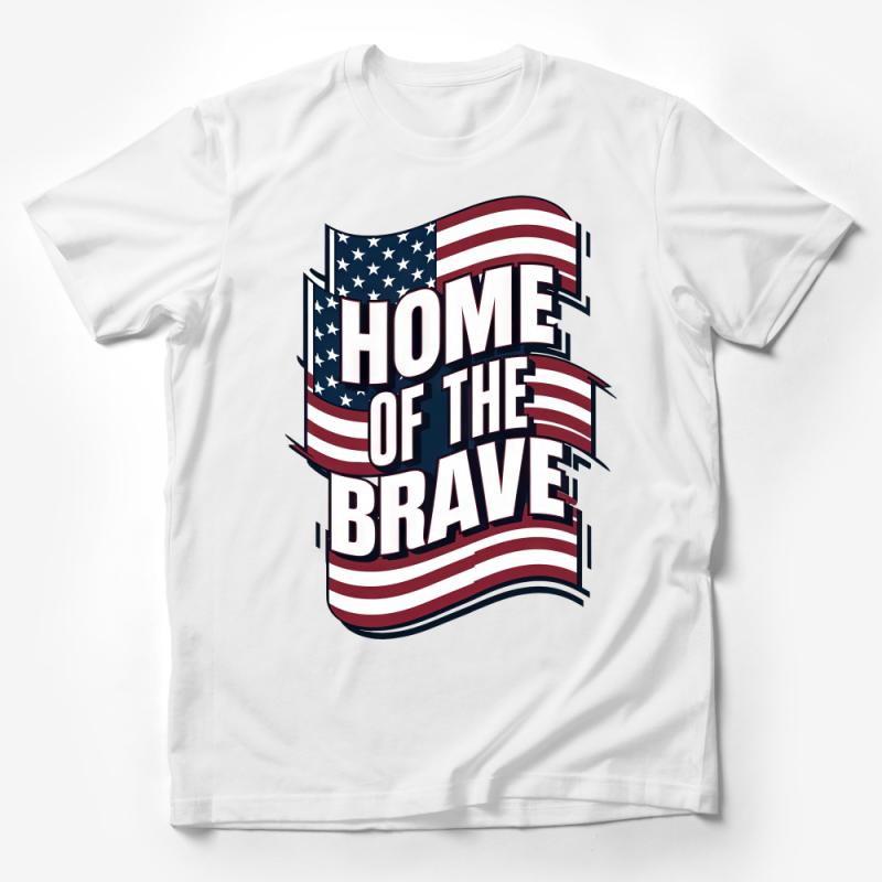 Patriotic T-Shirt, Home of the Brave USA Flag Design, American Pride Tee, Unisex Apparel for Independence Day Male T-Shirt