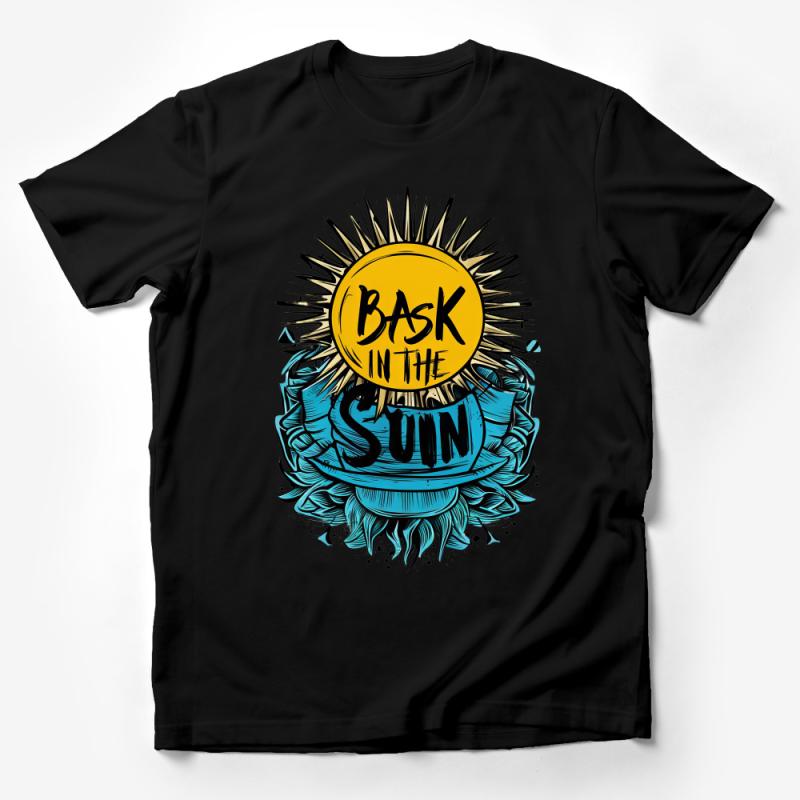 Trendy Sun Illustration T-Shirt, Bask in the Sun Summer Tee, Cool Graphic Sunburst Unisex Shirt, Beach Style Top Male T-Shirt