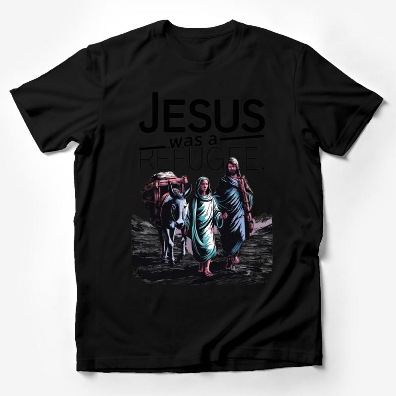 Jesus was a Refugee T-Shirt, Christian Faith Graphic Tee, Religious Social Justice Shirt, Unisex Apparel Male T-Shirt