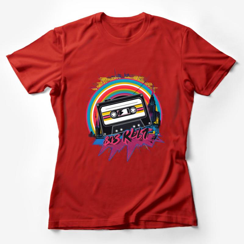 Retro Cassette Tape T-Shirt, 80s Music Lover Tee, Urban Skyline Graphic Shirt, Unisex Vintage Tee, Casual Streetwear Top, Cool DJ Gift Female T-Shirt