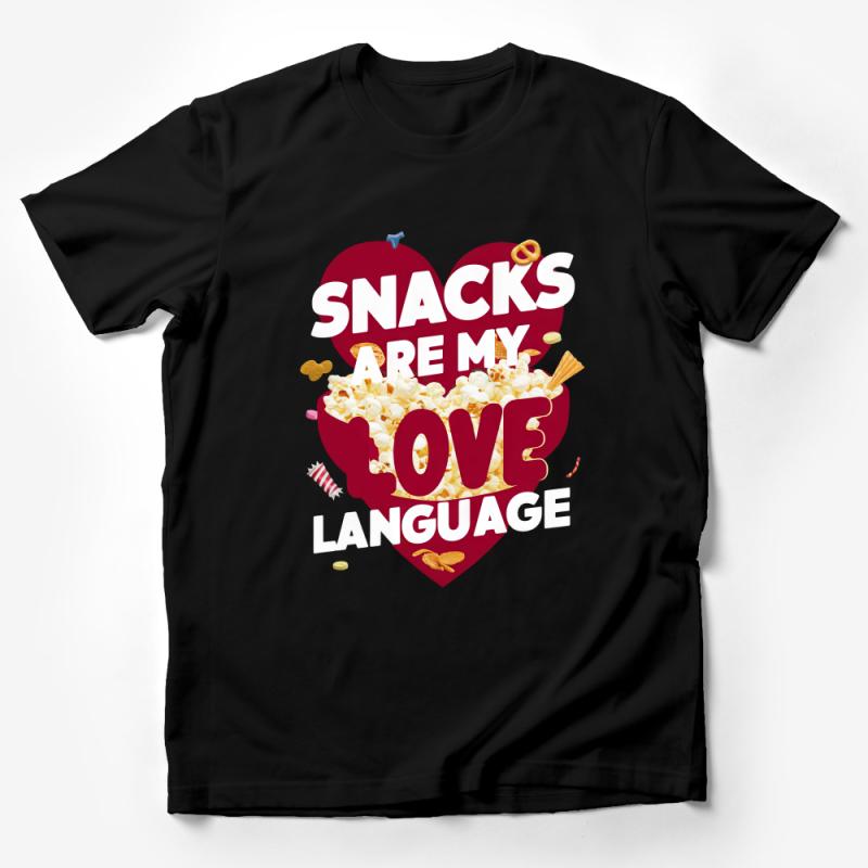 Funny Snack Lover T-Shirt, Snacks Are My Love Language Graphic Tee, Unisex Comfortable Casual Shirt Male T-Shirt