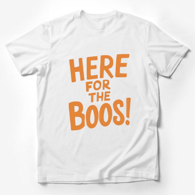 Here for the Boos T-Shirt, Funny Halloween Shirt, Spooky Party Ghost Tee, Orange Fall Graphic Tee for Adults Male T-Shirt