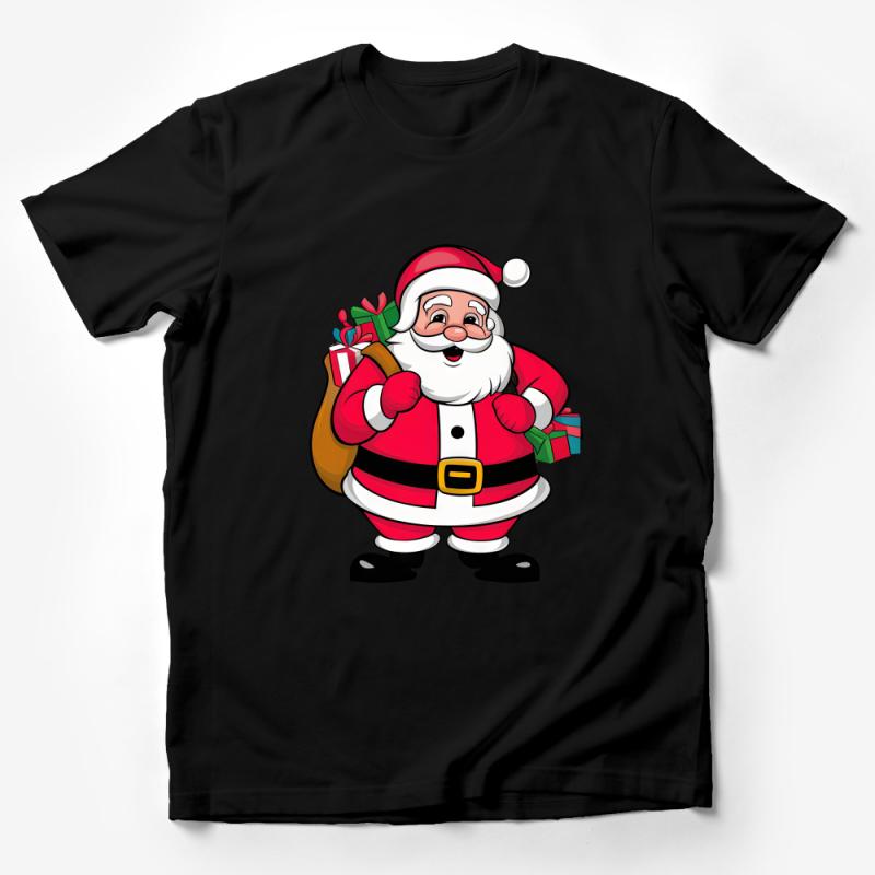 Festive Santa Claus T-Shirt, Christmas Holiday Gift Tee, Xmas Cheerful Santa Graphic, Family Matching Winter Apparel Male T-Shirt