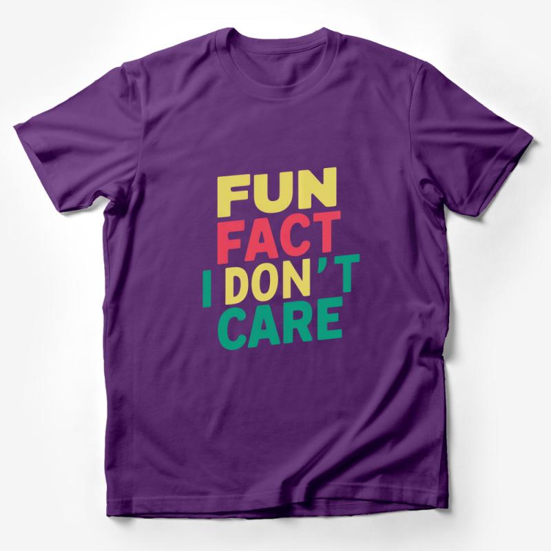 Fun Fact I Don't Care Slogan T-Shirt, Colorful Text Tee, Casual Comfortable Shirt for Everyday Wear, Unisex Male T-Shirt