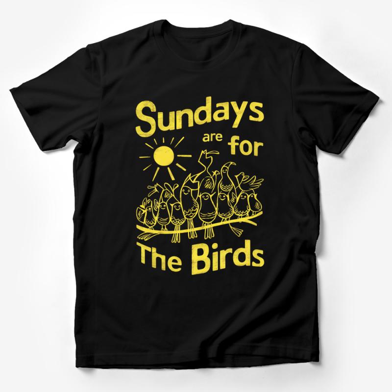 Sundays Are For The Birds T-Shirt, Fun Sunshine Yellow Graphic Tee, Casual Bird Lover Shirt, Unisex Cotton Summer Top Male T-Shirt