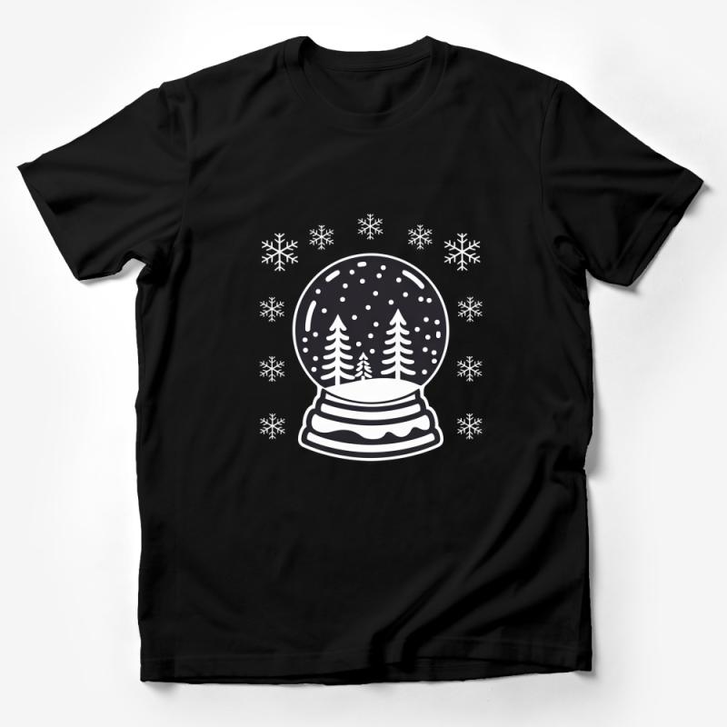 Winter Snow Globe Tee, Christmas Tree Snowflake Graphic T-Shirt, Unisex Holiday Shirt for Family Male T-Shirt