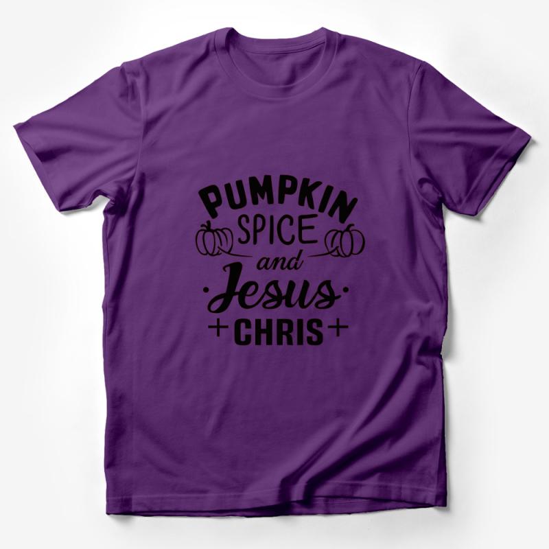 Pumpkin Spice and Jesus Christ Fall T-Shirt, Christian Autumn Shirt, Thanksgiving Tee, Graphic Tee, Women's Casual Shirt, Faith Top Male T-Shirt