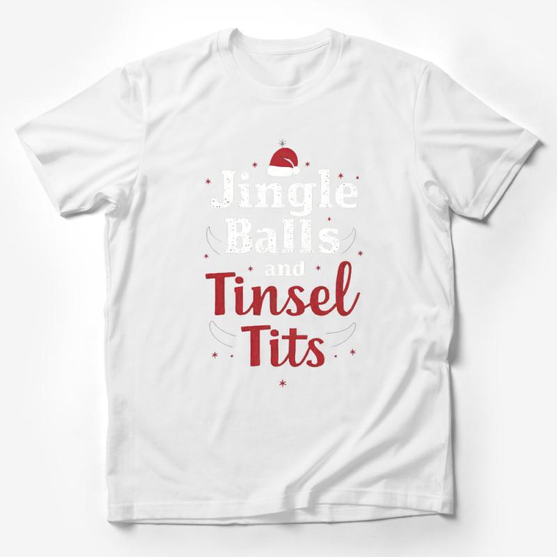 Funny Christmas T-Shirt Jingle Balls Tinsel Tits Holiday Party Tee Festive Adult Humor Graphic Shirt Gift Male T-Shirt