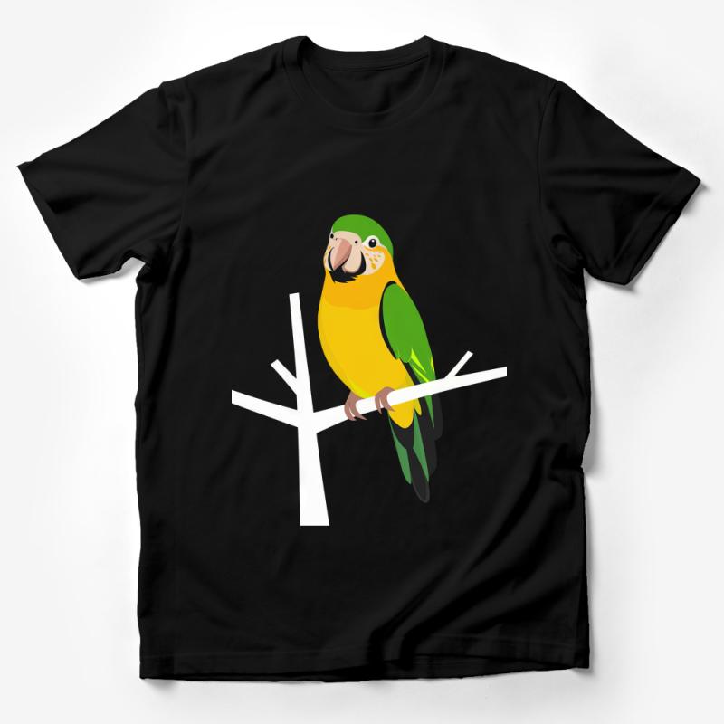 Vibrant Green Parrot T-Shirt, Tropical Bird Lover Tee, Unisex Nature Inspired Shirt, Casual Wildlife Apparel, Gift for Bird Watchers Male T-Shirt