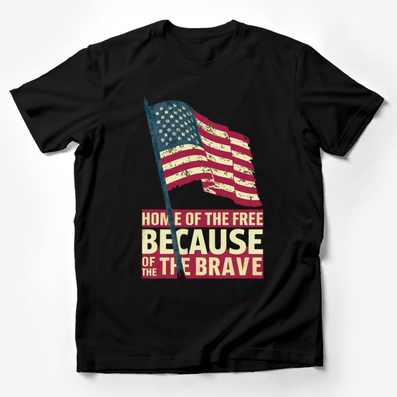 Patriotic T-Shirt, American Flag, Home of the Free Because of the Brave, Veterans Day, Military Appreciation Tee, Unisex Male T-Shirt